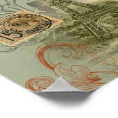 パリフランスアンティークアートワークコラージュフランスのエッフェル ポスター (角)