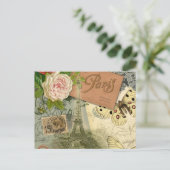 パリフランスアンティークアートワークコラージュフランスのエッフェル ポストカード (スタンド正面)