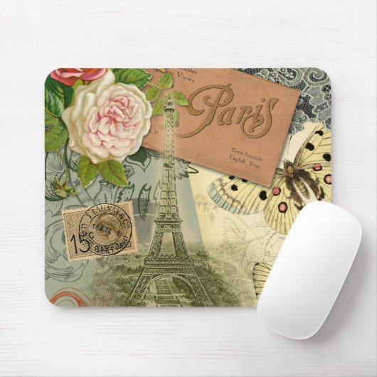 パリフランスアンティークアートワークコラージュフランスのエッフェル マウスパッド (マウス)