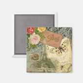 パリフランスアンティークアートワークコラージュフランスのエッフェル マグネット (正面/裏面)