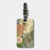 パリフランスアンティークアートワークコラージュフランスのエッフェル ラゲッジタグ (正面縦)