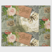 パリフランスアンティークアートワークコラージュフランスのエッフェル ラッピングペーパー (フラット)