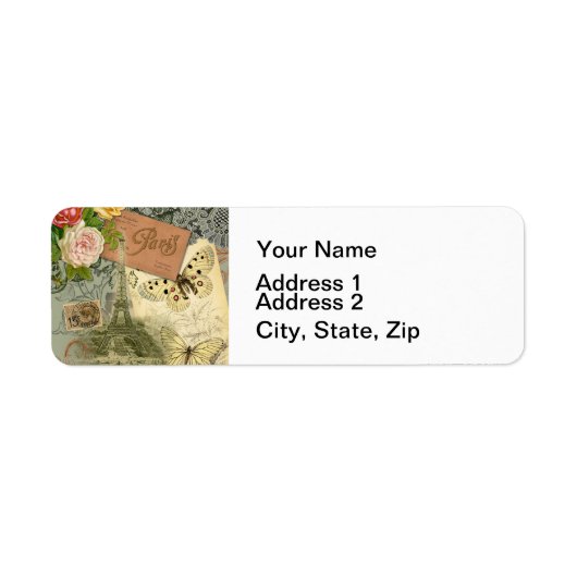 パリフランスアンティークアートワークコラージュフランスのエッフェル ラベル (正面)