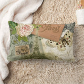 パリフランスアンティークアートワークコラージュフランスのエッフェル ランバークッション (ブランケット)