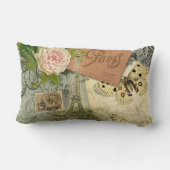 パリフランスアンティークアートワークコラージュフランスのエッフェル ランバークッション (裏面)