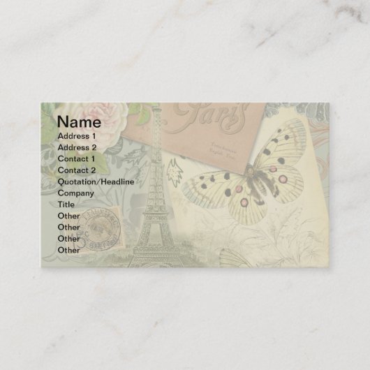 パリフランスアンティークアートワークコラージュフランスのエッフェル 名刺 (正面)
