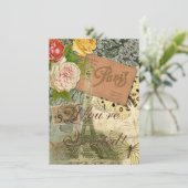 パリフランスアンティークアートワークコラージュフランスのエッフェル 招待状 (スタンド正面)