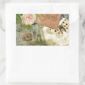 パリフランスアンティークアートワークコラージュフランスのエッフェル 長方形シール (バッグ)