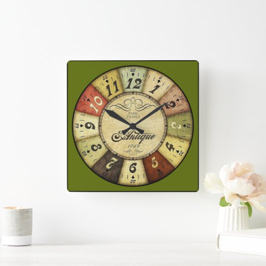 パリフランスアンティーク スクエア壁時計 (ホーム)