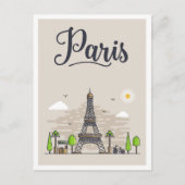 パリフランスアートトラベルイラストレーション ポストカード (正面)