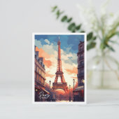 パリフランスアートヴィンテージトラベルイラストレーション ポストカード (スタンド正面)