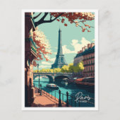 パリフランスアートヴィンテージ旅行イラストレーション ポストカード (正面)