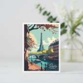 パリフランスアートヴィンテージ旅行イラストレーション ポストカード (スタンド正面)