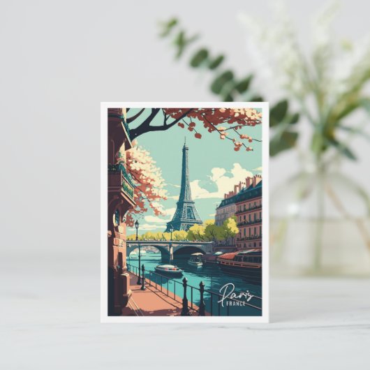 パリフランスアートヴィンテージ旅行イラストレーション ポストカード (スタンド正面)