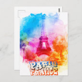 パリフランスウォーター絵画カラー ポストカード (正面/裏面)