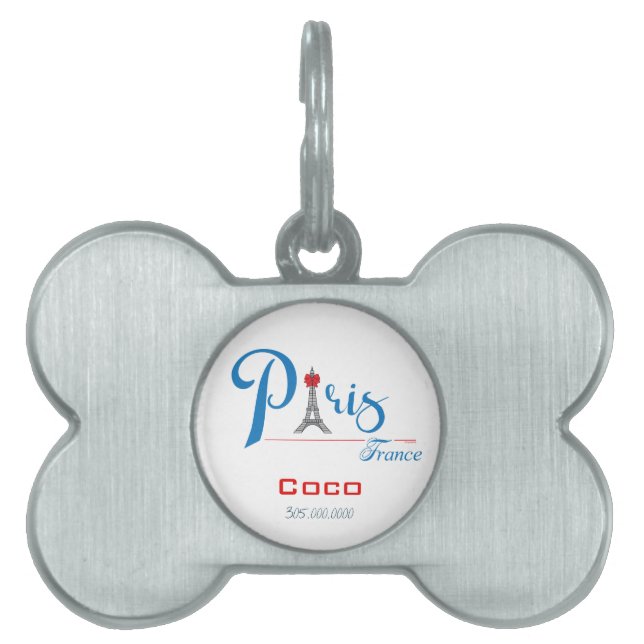 パリフランスエッフェルタワーかわいい ペットネームタグ (正面)