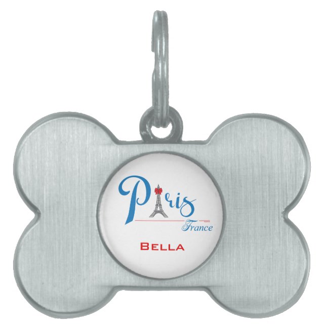 パリフランスエッフェルタワーかわいい ペットネームタグ (正面)