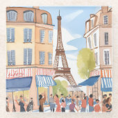 パリフランスエッフェルタワーウォータカラー ガラスコースター (正面)