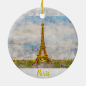パリフランスエッフェルタワーウォータカラー セラミックオーナメント (裏面)