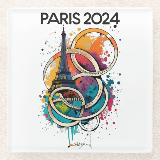 パリフランスエッフェルタワーギフト ガラスコースター (正面)