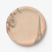 パリフランスエッフェルタワーシャビーシック紙プレート ペーパープレート (正面)