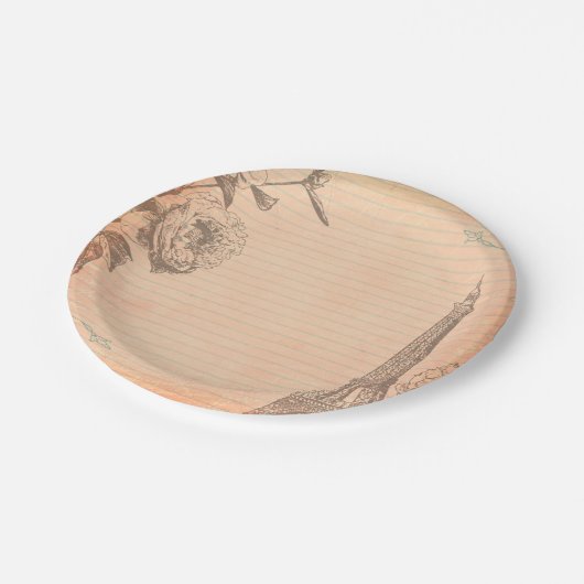 パリフランスエッフェルタワーシャビーシック紙プレート ペーパープレート (アングル)