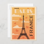 パリフランスエッフェルタワーハートヴィンテージトラベル ポストカード (正面/裏面)