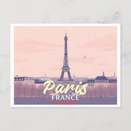 パリフランスエッフェルタワーパステルトラベルデザイン ポストカード