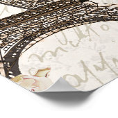 パリフランスエッフェルタワーピンクローゼシックグラマー ポスター (角)