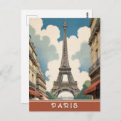 パリフランスエッフェルタワーレトロヴィンテージトラベル ポストカード (正面/裏面)
