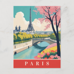 パリフランスエッフェルタワーレトロ旅行フローラ ポストカード