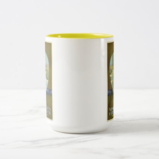 パリフランスエッフェルタワーヴィンテージオリエ表現ント ツートーンマグカップ (中央)