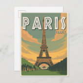 パリフランスエッフェルタワーヴィンテージトラベル ポストカード (正面/裏面)