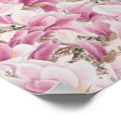 パリフランスエッフェルタワーヴィンテージピンクフラワーズPos ポスター (角)