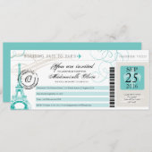 パリフランスエッフェルタワーヴィンテージ搭乗券 招待状 (正面/裏面)