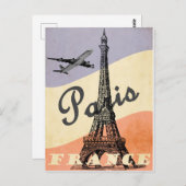 パリフランスエッフェルタワーヴィンテージ旅行はがき ポストカード (正面/裏面)