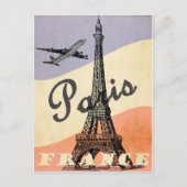 パリフランスエッフェルタワーヴィンテージ旅行はがき ポストカード (正面)