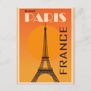 パリフランスエッフェルタワーヴィンテージ旅行ポスター ポストカード