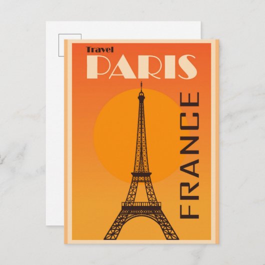 パリフランスエッフェルタワーヴィンテージ旅行ポスター ポストカード (正面/裏面)