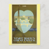 パリフランスエッフェルタワーヴィンテージ旅行ポスター ポストカード (正面)