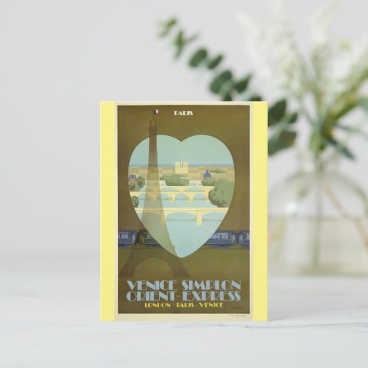 パリフランスエッフェルタワーヴィンテージ旅行ポスター ポストカード (スタンド正面)