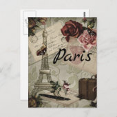 パリフランスエッフェルタワー旅行コラージュ葉書 ポストカード (正面/裏面)