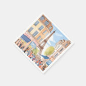 パリフランスエッフェルタワー水彩旅行 スタンダードカクテルナプキン (角)