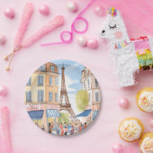 パリフランスエッフェルタワー水彩旅行 ペーパープレート (パーティー)