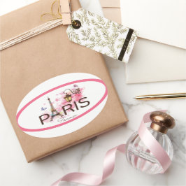 パリフランスエッフェルタワー&ランプ 楕円形シール