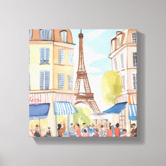 パリフランスエッフェルタワー | 水彩欧州産 キャンバスプリント (正面)