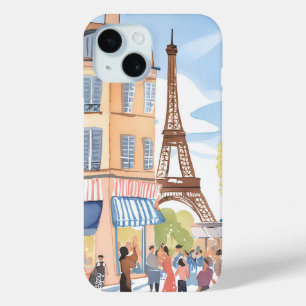パリフランスエッフェルタワー 水彩欧州産 iPhone 15ケース