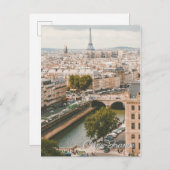 パリフランスエッフェル塔のセーヌ河旅行郵便はがき インビテーションポストカード (正面/裏面)