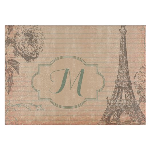 パリフランスエッフェル塔のShabのガラスまな板 カッティングボード (正面)