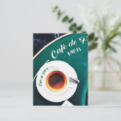 パリフランスカフェコーヒーウォーターカラー ポストカード (スタンド正面)